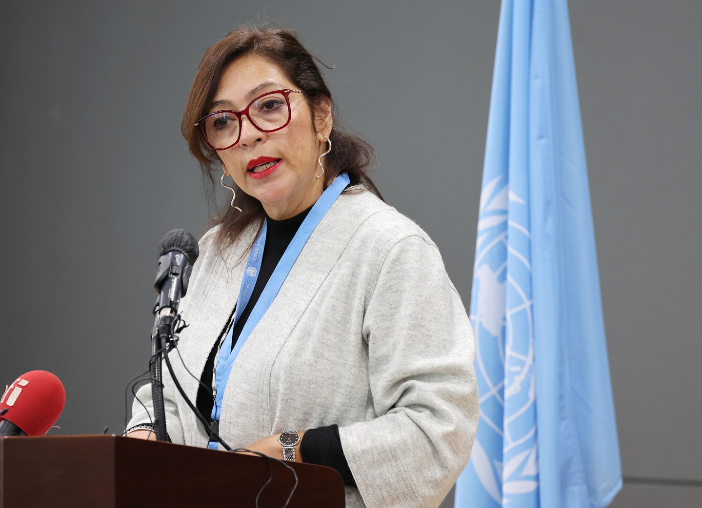 Elizabeth Salmon, the United Nations special rapporteur on human rights in North Korea, speaks during a press conference in Jongno District, central Seoul, on Feb. 6. [YONHAP]