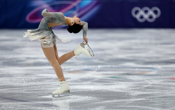 Figure skater Shin Ji-a of Korea performs during women's short program on Feb. 6. [REUTERS/YONHAP]