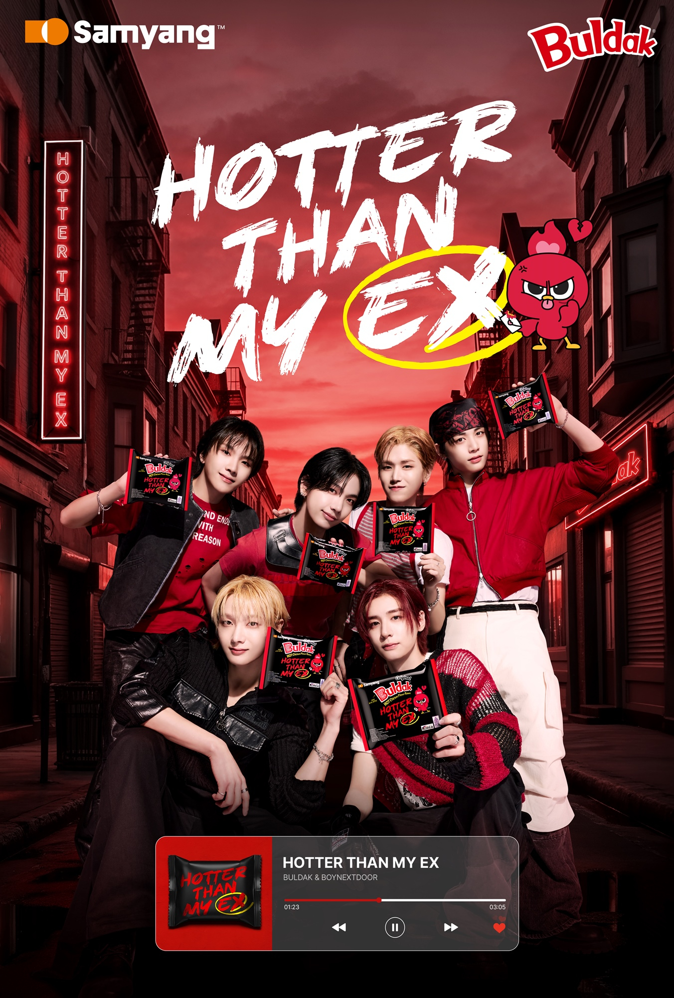 Promotional poster for boy band BoyNextDoor's collaboration with Samyang Foods' Buldak franchise [SAMYANG FOODS]