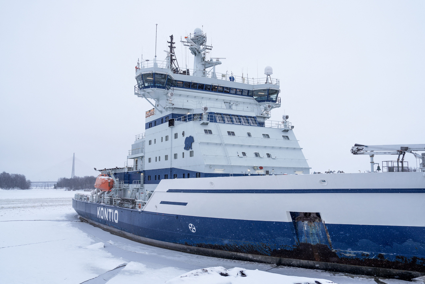 Icebreaker Kontio is pictured in Helsinki, Finland, on Jan. 28.  [AFP/AP]