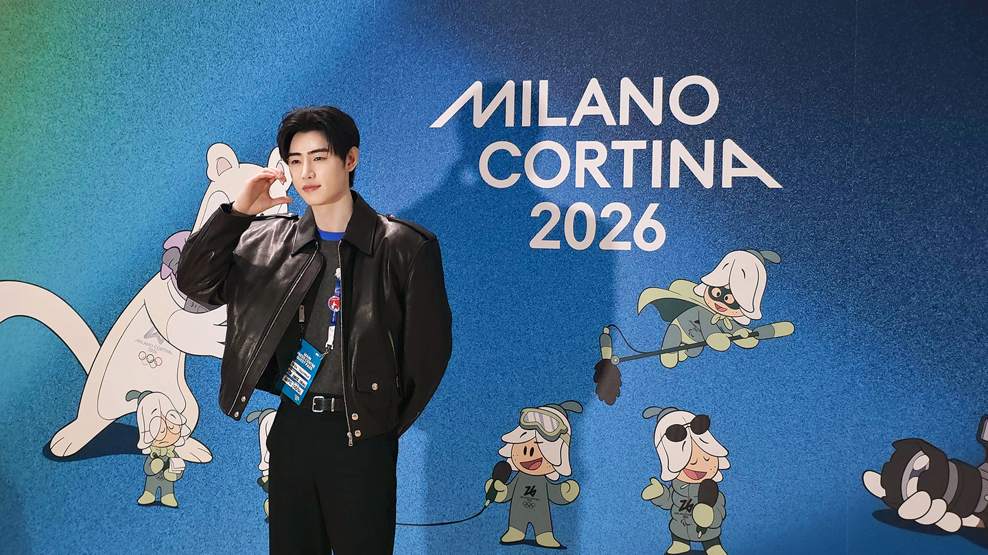 Sunghoon, a member of boy band Enhypen and goodwill ambassador for the Korean Sport & Olympic Committee, poses for a photo at the Milano Main Media Center for the Milan-Cortina Winter Olympics. [BELIFT LAB]