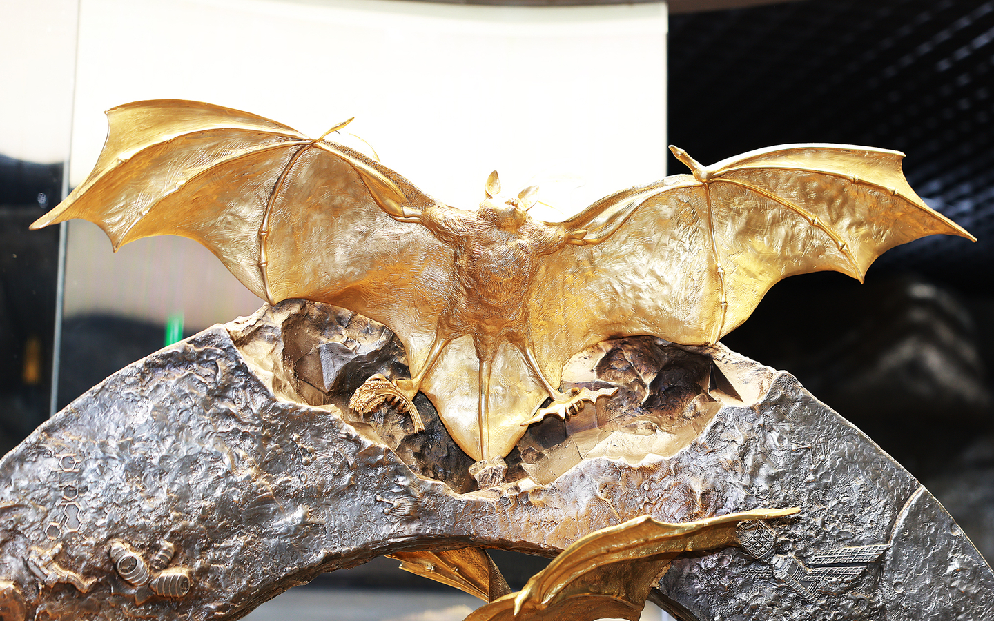 The ″Golden Bat Statue,″ a landmark sculpture inside the Golden Bat Exhibition Hall near Hampyeong Expo Park in Hampyeong County, South Jeolla [HAMPYEONG COUNTY]