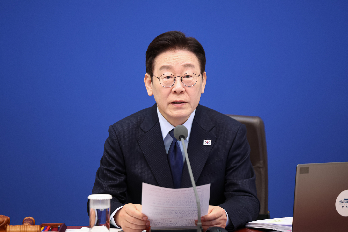 President Lee Jae Myung speaks during a Cabinet meeting at the Blue House in Seoul on Feb. 10. [YONHAP] 