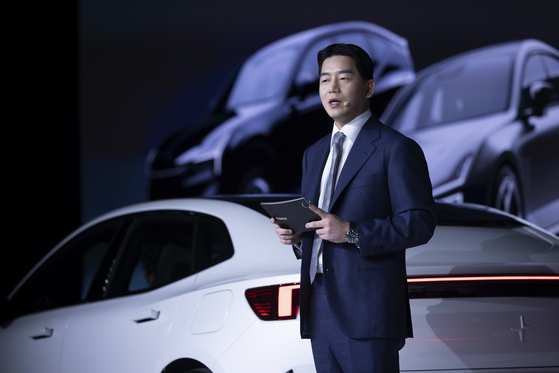 Ham Jong-sung, managing director of Polestar Korea, speaks during a media event on Feb. 11 in central Seoul. [POLESTAR KOREA] 