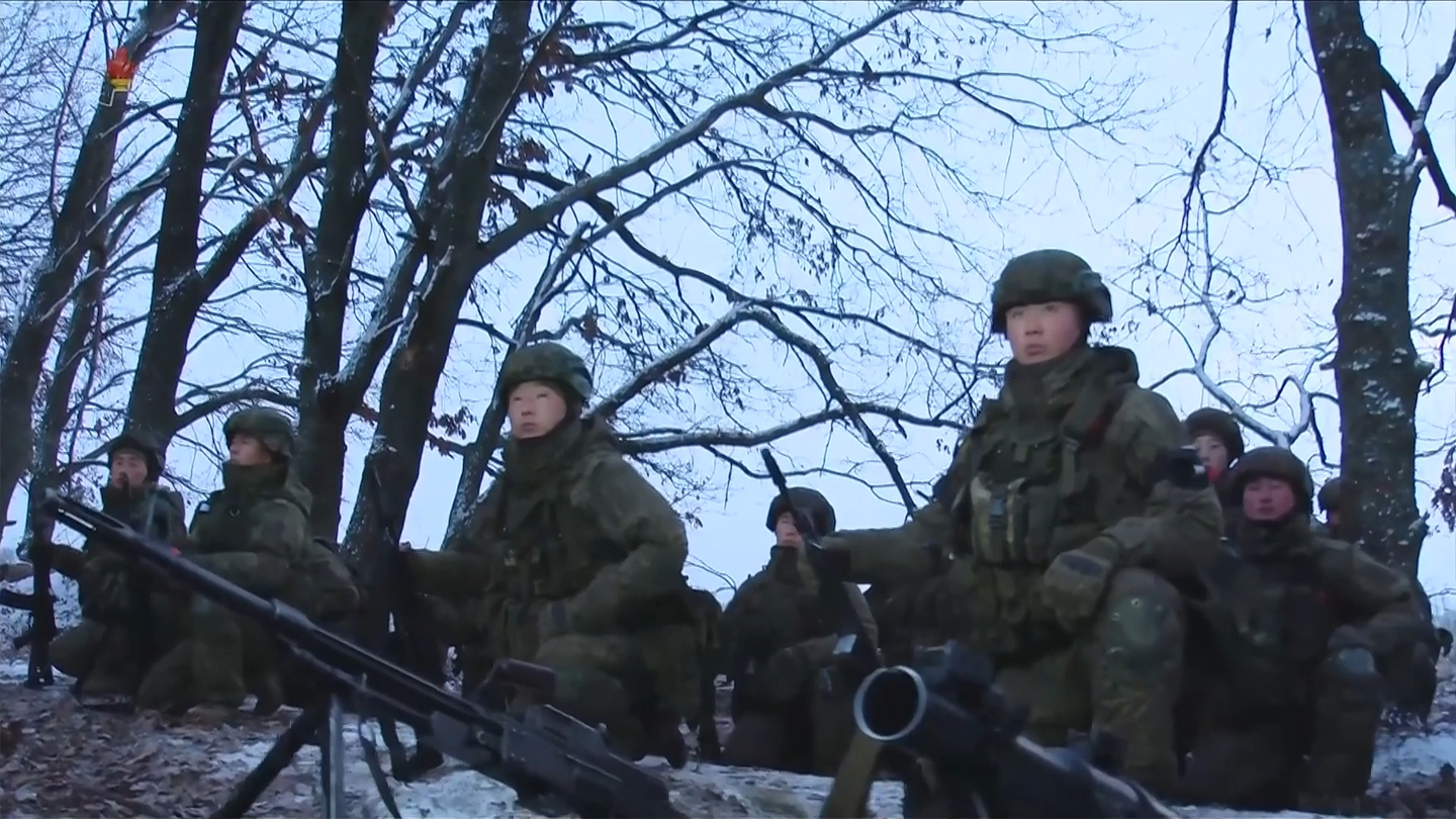 North Korean troops deployed to the Kursk front line in Russia appear in combat footage released by North Korea’s state-run Korean Central Television (KCTV) on Aug. 31, 2025. [YONHAP]