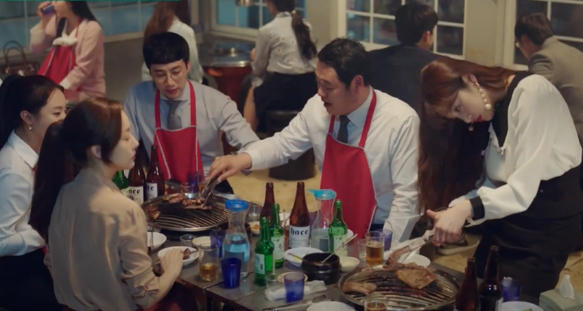 Hoesik scene depicted in a TV drama series titled “What’s Wrong with Secretary Kim” (2018) [SCREEN CAPTURE]