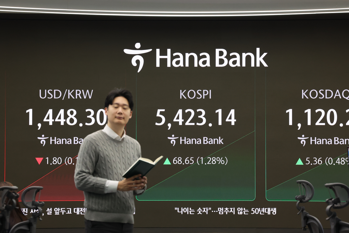 A dealing room at Hana Bank in Seoul on Feb. 12 [YONHAP] 