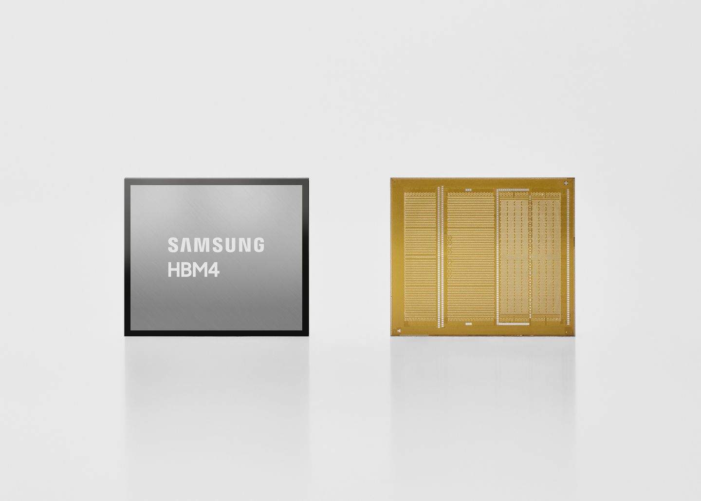The new Samsung HBM4 chip is shown in this photo released by Samsung Electronics on Feb. 12. [YONHAP] 