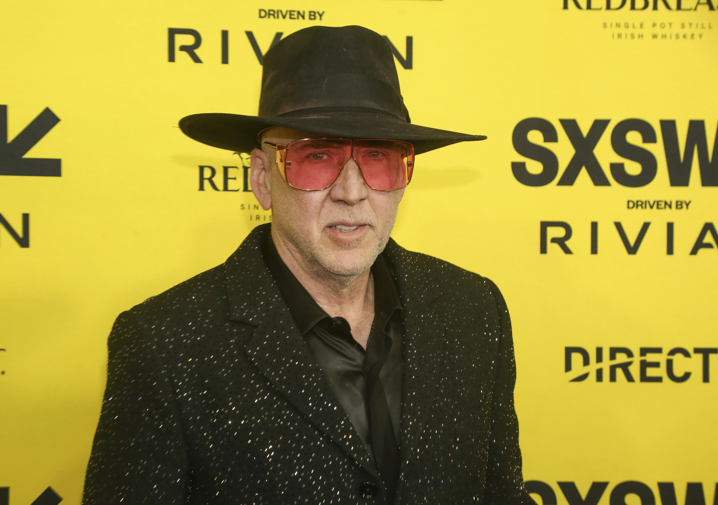 Nicolas Cage arrives for the the North American premiere of ″The Surfer″ at the Zach Theatre during the South by Southwest Film Festival in Austin, Texas, on March 10, 2025.  [AP/YONHAP]