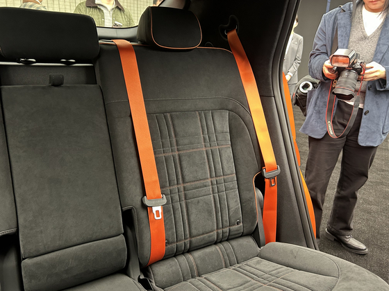 The interior of the Genesis GV60 Magma, the brand’s first high-performance model. [SARAH CHEA] 