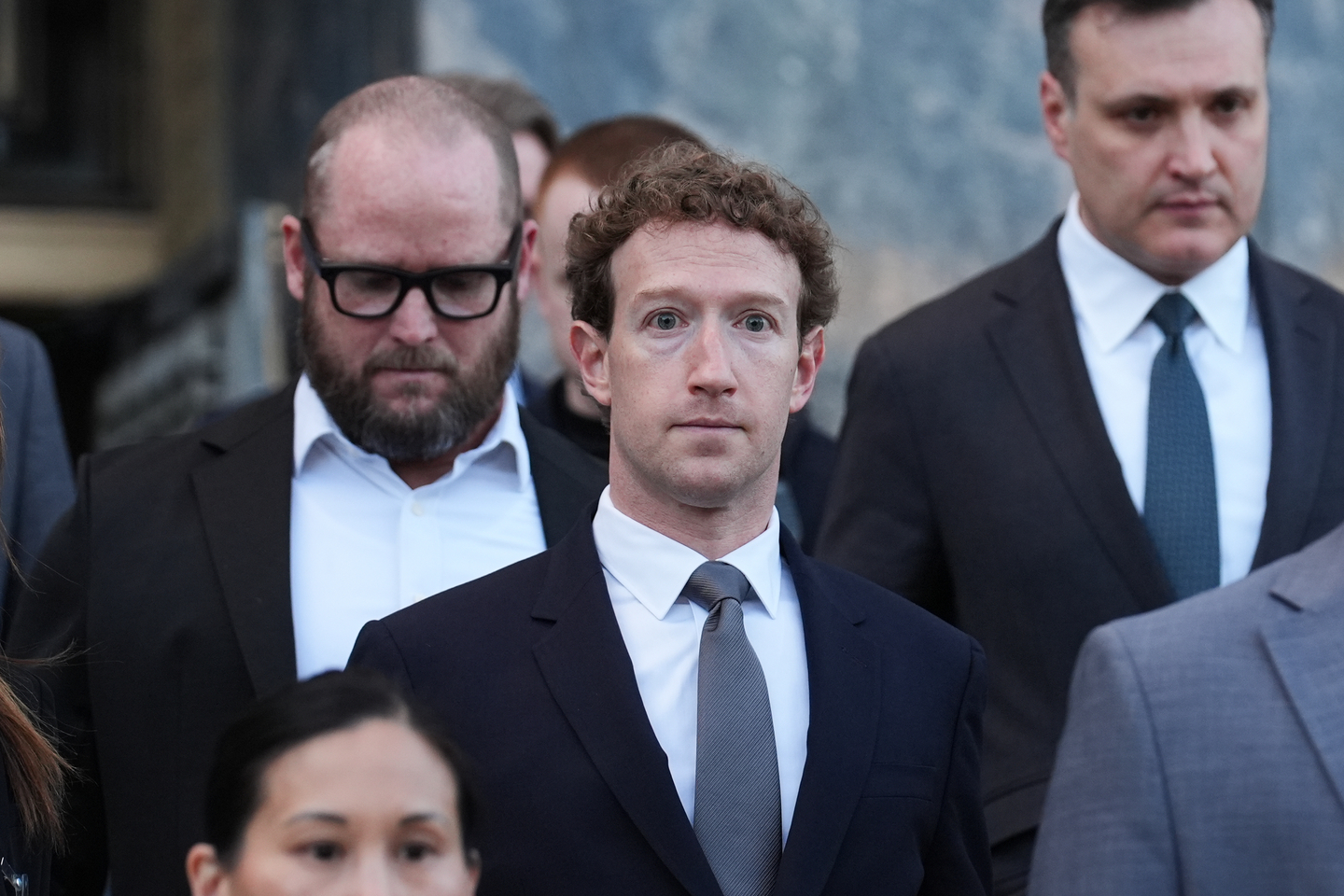 Meta CEO Mark Zuckerberg leaves after testifying in a landmark trial in Los Angeles over whether social media platforms deliberately addict and harm children, on Feb. 18.  [AP/YONHAP]