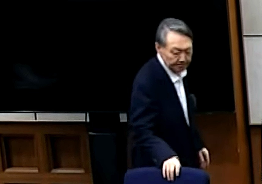 Former President Yoon Suk Yeol attends the hearing for the verdict on his insurrection charges at the Seoul Central District Court in southern Seoul on Feb. 19. The court sentenced Yoon to life in prison for leading an insurrection by declaring martial law on Dec. 3, 2024. [SEOUL CENTRAL DISTRICT COURT]