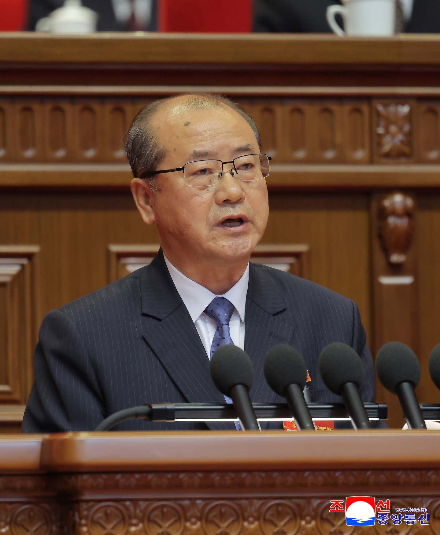 Ri Il-hwan, a party secretary of the Workers' Party of North Korea, speaks during the Ninth Party Congress held in Pyongyang on Feb. 22, in this photo released by the state-run Korean Central News Agency. [YONHAP]