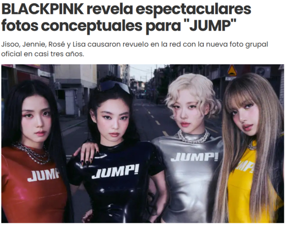 An article about girl group Blackpink on the Argentinian outlet Exitoina [SCREEN CAPTURE]