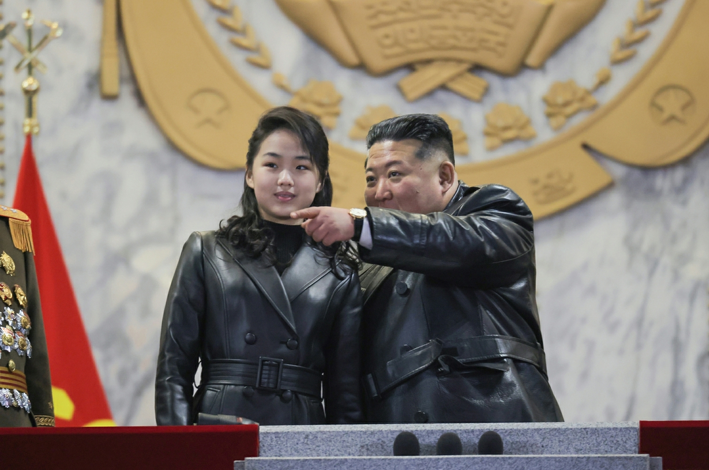 North Korean leader Kim Jong-un, right, attends the Ninth Congress of the Workers' Party of Korea with his daughter Kim Ju-ae in Pyongyang on Feb. 25. [NEWS1] 