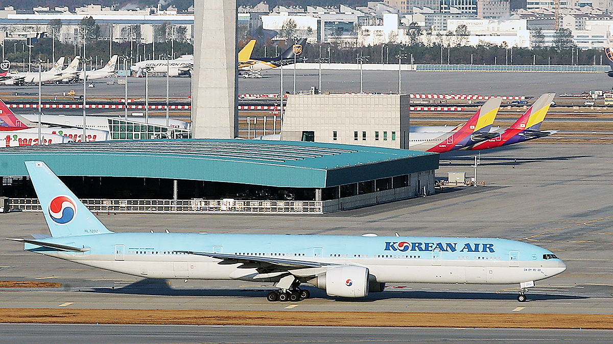 Korean Air and Asiana Airlines aircraft sit parked on the apron at Incheon International Airport on Nov. 22, 2024. [NEWS1]