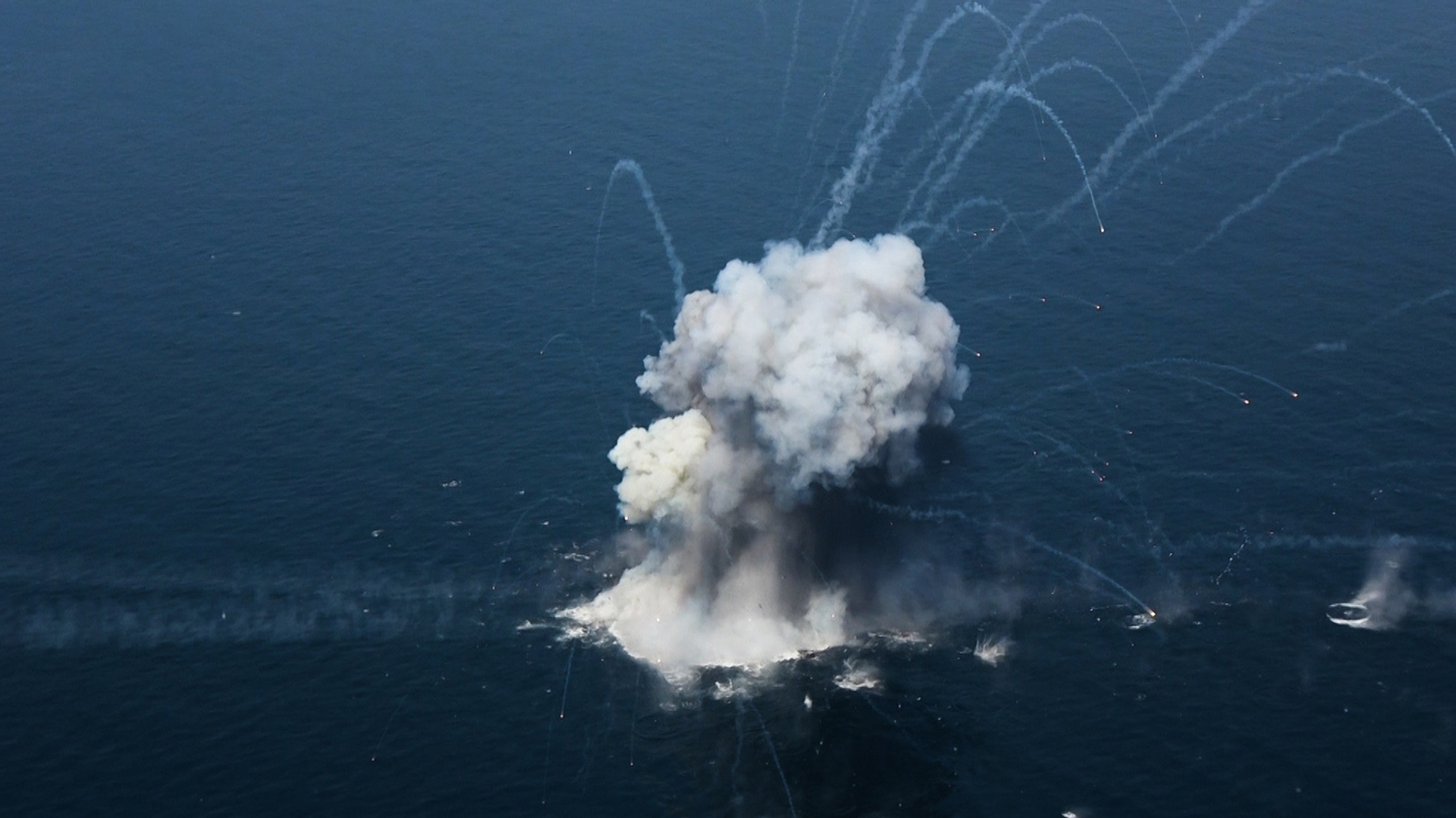A handout photo made available by Iran's Islamic Revolutionary Guard Corps (IRGC)'s official website Sepahnews on Feb. 17, 2026,e shows IRGC conducting a military drill in the Strait of Hormuz, in the Persian gulf, southern Iran. The IRGC launched a large-scale exercise in the Strait of Hormuz, state media reported. The drills follow an increased US military presence in the Middle East amid heightened regional tensions. [EPA/YONHAP]