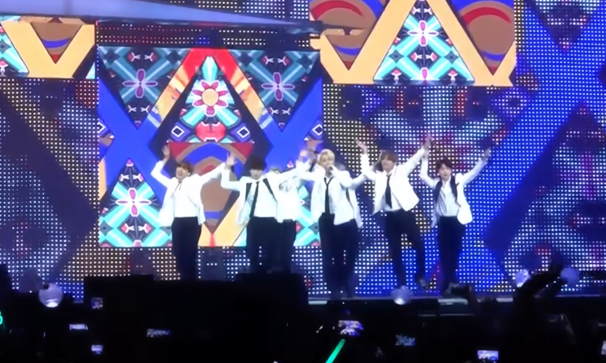 BTS performs an "Arirang" medley during KCON 2016 in France. [SCREEN CAPTURE]