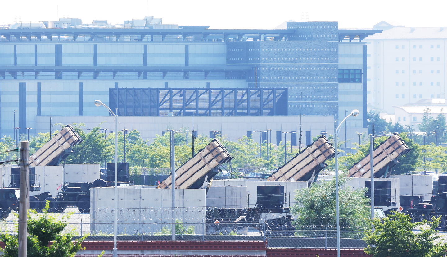 A Patriot missile battery is seen at Camp Humphreys in Pyeongtaek, Gyeonggi, on July 9, 2025. [YONHAP]