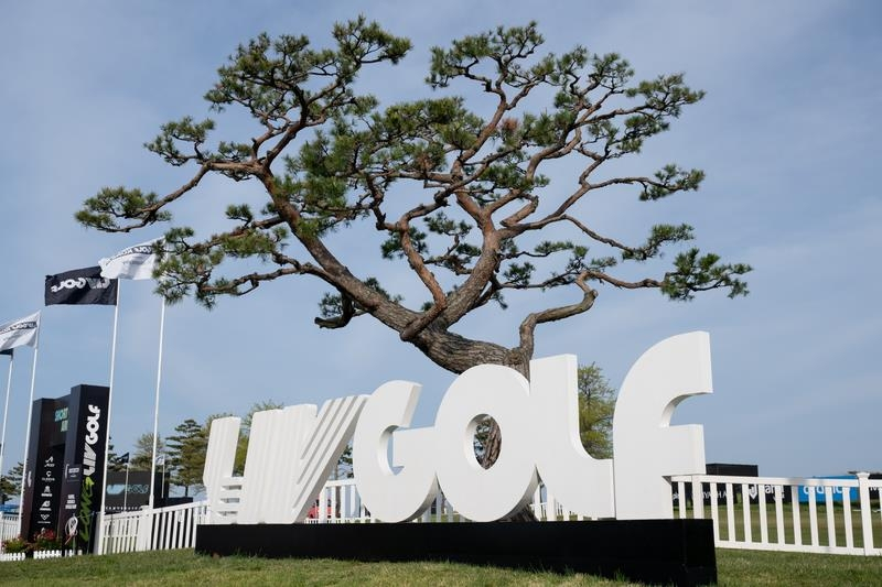 A LIV Golf sign is seen at the Jack Nicklaus Golf Club Korea in Incheon before the final round of the LIV Golf Korea tournament on May 4, 2025. [YONHAP]