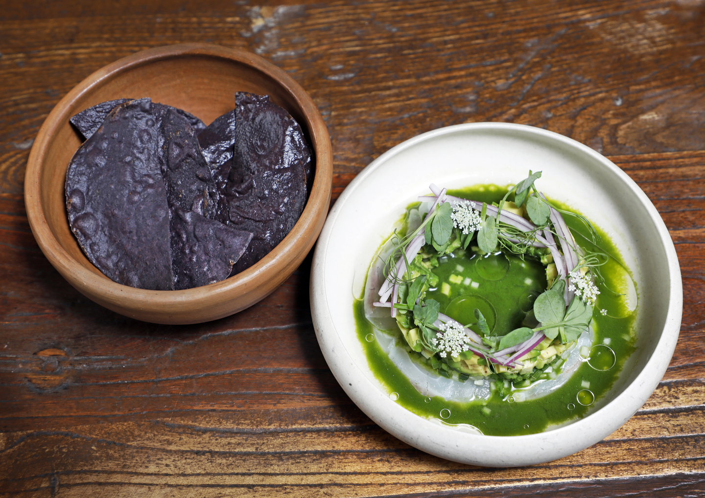 Sea Bream Augachile Verde served at the Mexican restaurant El Molino in Seongdong District, eastern Seoul [PARK SANG-MOON]