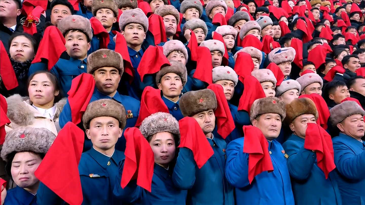 This file image from Korean Central Television on Jan. 17 shows an event held the previous day to mark the 80th founding anniversary of the Socialist Patriotic Youth League in Pyongyang. [YONHAP]