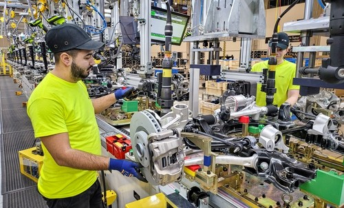 A person is seen working inside Hyundai Mobis's production facility in Hungary in this undated file photo provided by the auto parts maker. [YONHAP]