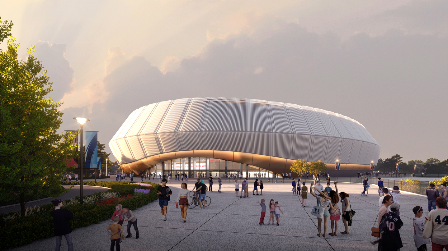 A digitally generated image of the basketball stadium in the Jamsil sports and convention complex project in Songpa District, southern Seoul [SEOUL METROPOLITAN GOVERNMENT]