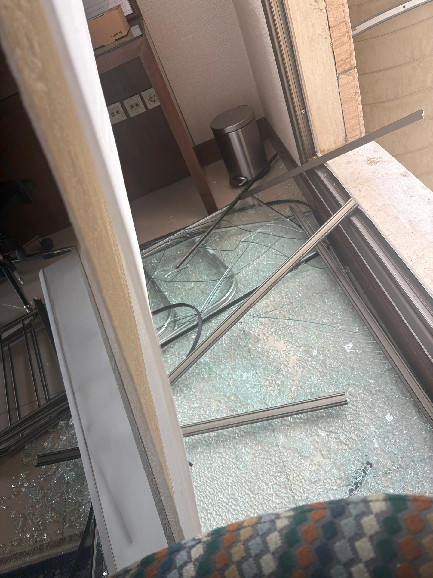 Windows at a residence used by Korean Embassy staff in Iran are heavily damaged following bombardment. [MINISTRY OF FOREIGN AFFAIRS]