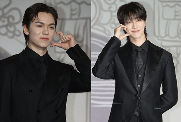 Seventeen members Vernon, left, and The8 [YONHAP]