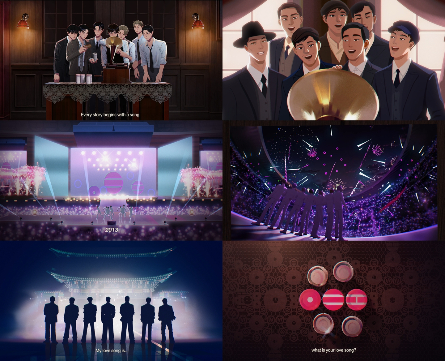 Stills from the promotional animation for the upcoming BTS album ″Arirang″ [BIGHIT MUSIC]