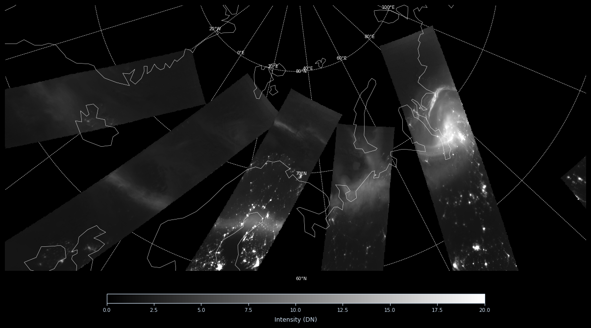 An aurora imagery captured by the Republic Of Korea Imaging Test System (Rokits) aboard the Next-Generation Medium Satellite-3 on Feb. 14, is seen in this photo released by the Korea AeroSpace Administration on March 17. [KOREA AEROSPACE ADMINISTRATION]