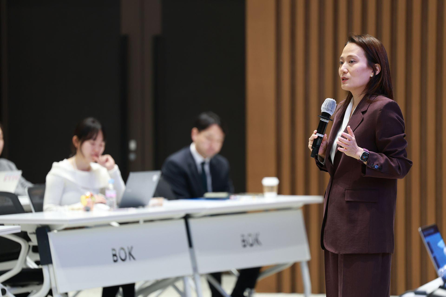 Lee Soo-hyung, a member of the Bank of Korea's Monetary Policy Board, speaks during a press briefing in Seoul on March 17. [YONHAP] 