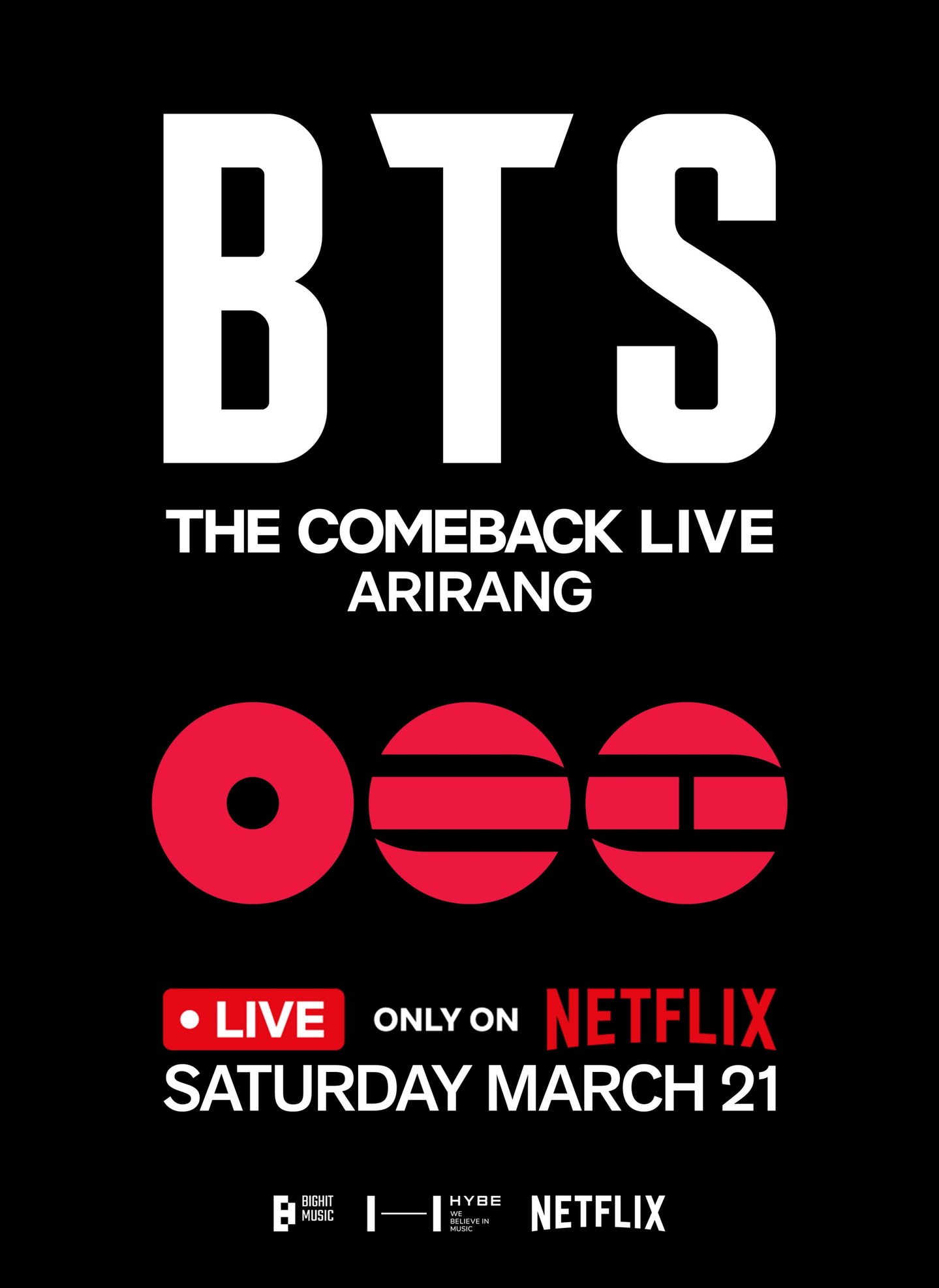 Poster for "BTS The Comeback Live: Arirang" performance [NETFLIX]