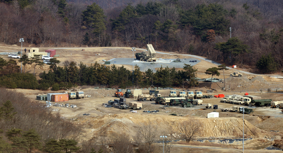 The Terminal High Altitude Area Defense (Thaad) positioned in Seongju, North Gyeongsang on March 5 [YONHAP]