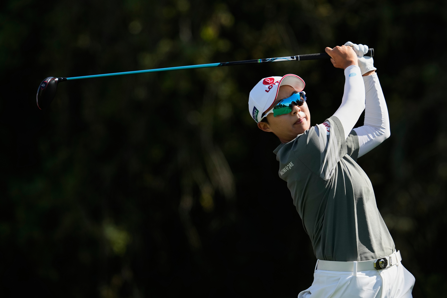 Korean golfer Kim Hyo-joo competes at the LPGA Fortinet Founders Cup golf tournament at Sharon Heights Golf and Country Club in Menlo Park, California, on March 22. [AP/YONHAP]