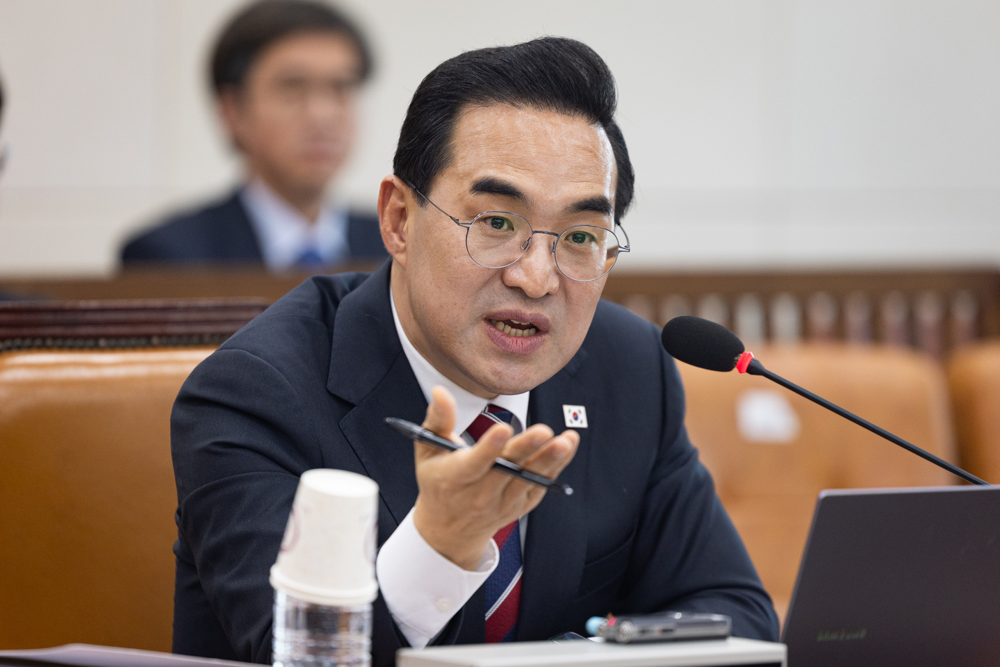Park Hong-keun, nominee for minister of planning and budget, speaks during a confirmation hearing at the National Assembly in Yeouido, western Seoul, on March 23. [NEWS1]
