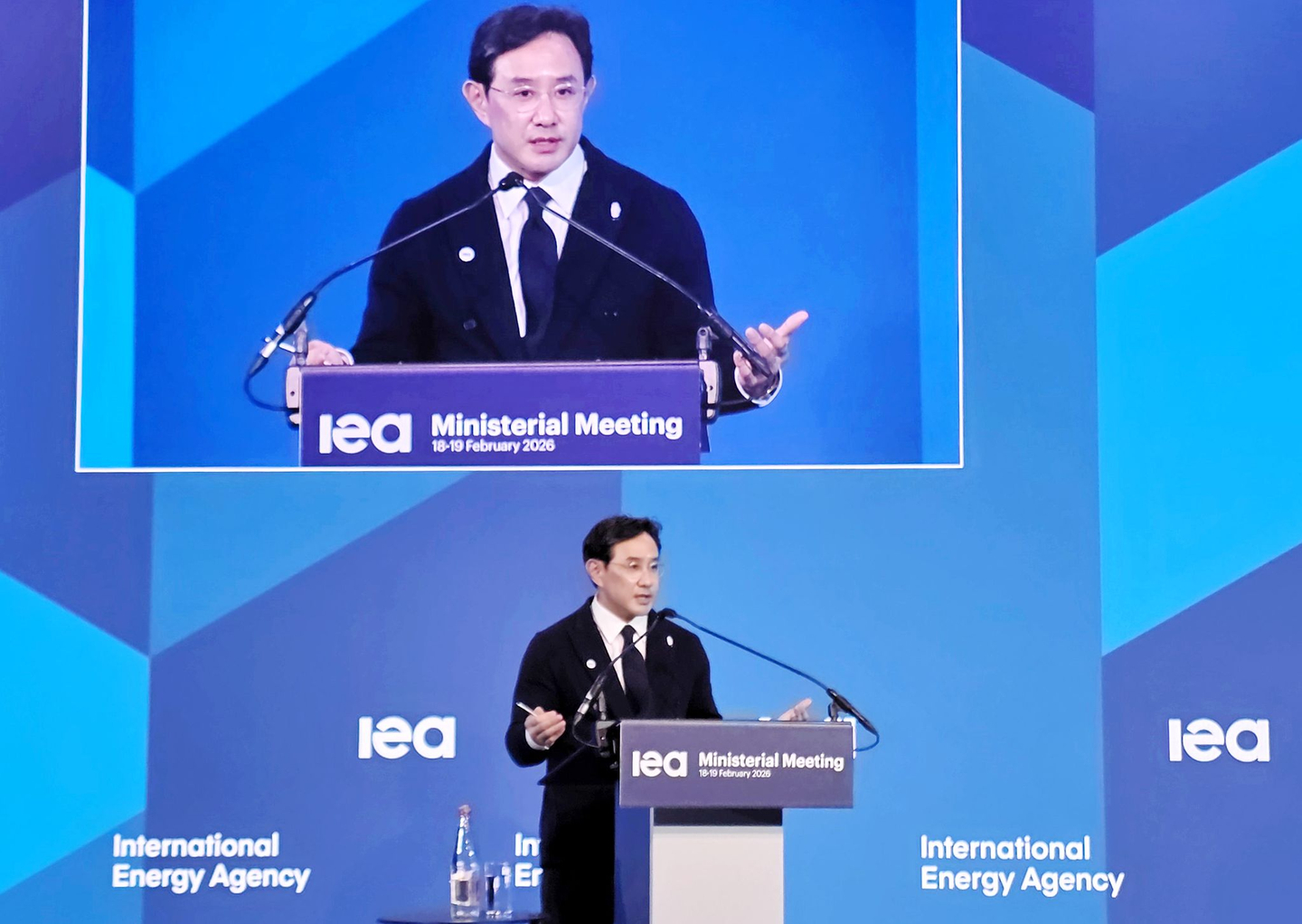 Korea Zinc Executive Chairman Choi Yun-birm speaks at a session held during the International Energy Agency ministerial meeting in Paris on Feb. 18. [YONHAP]