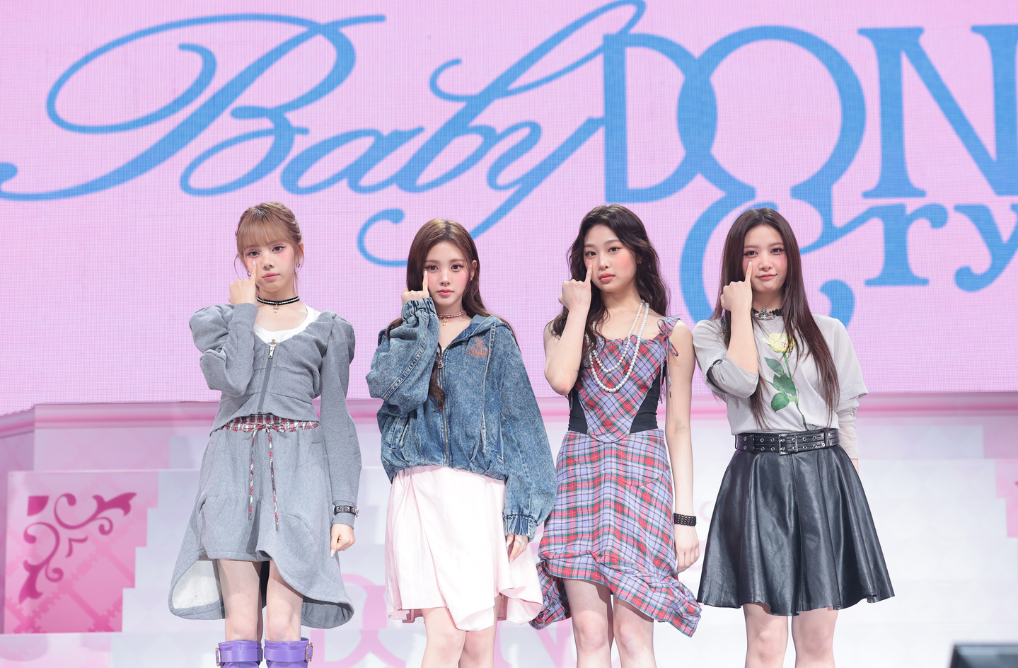 Girl group Baby DONT Cry poses for photos during a press showcase for its first EP, "After Cry," at Blue Square in Yongsan District, central Seoul, on March 24. [NEWS1] 
