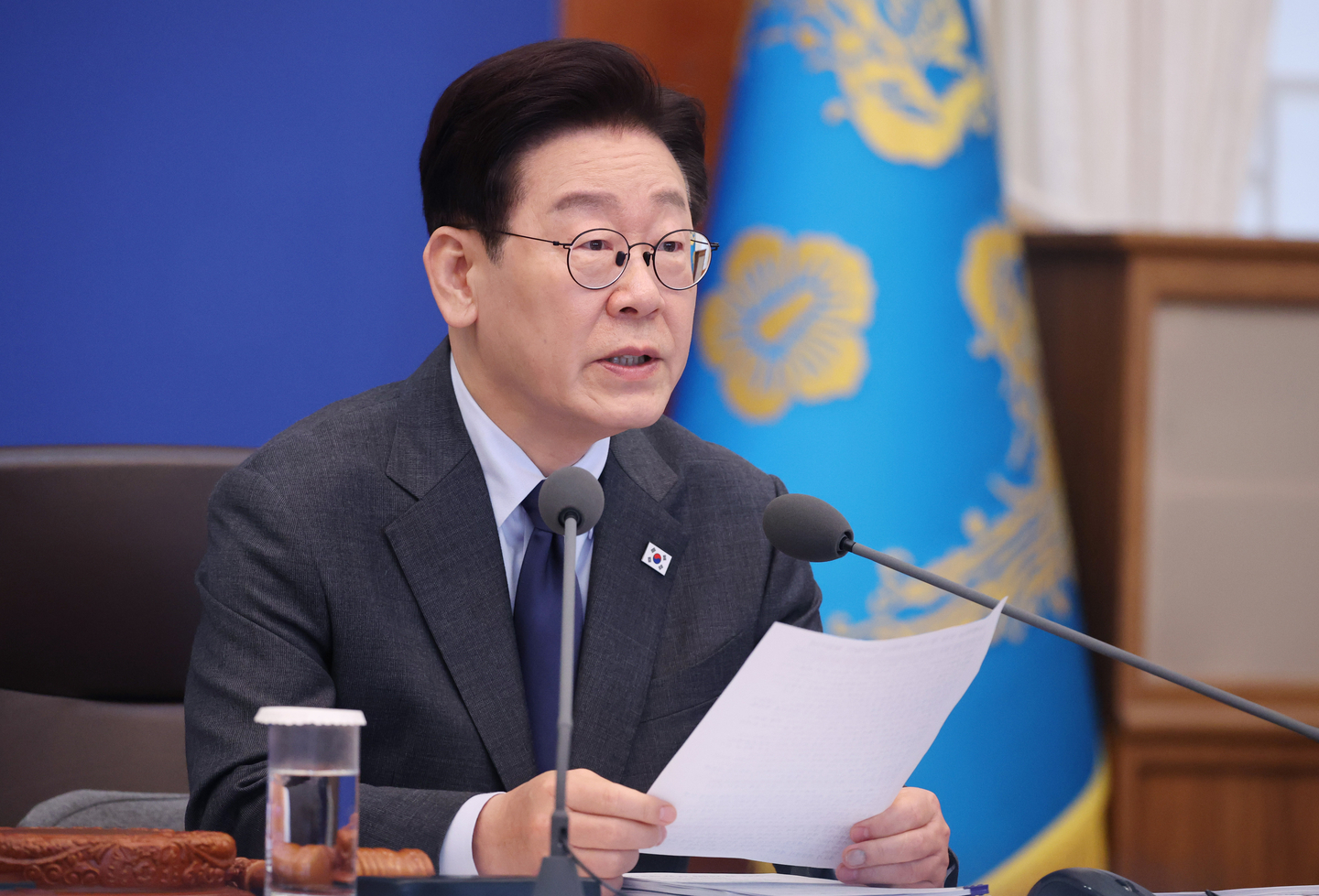 President Lee Jae Myung speaks during a Cabinet meeting at the Blue House in central Seoul on March 24. [JOINT PRESS CORPS] 