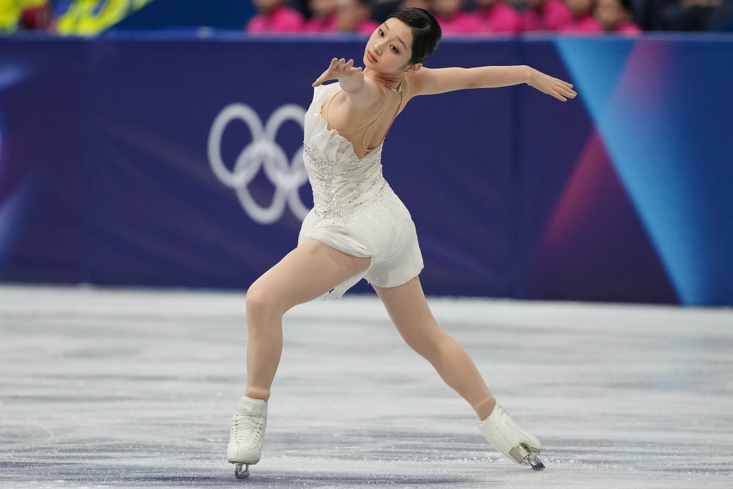 Shin Ji-a competes in the women's figure skating free program at the 2026 Milan-Cortina Winter Olympics in Milan on Feb. 19. [AP/YONHAP] 