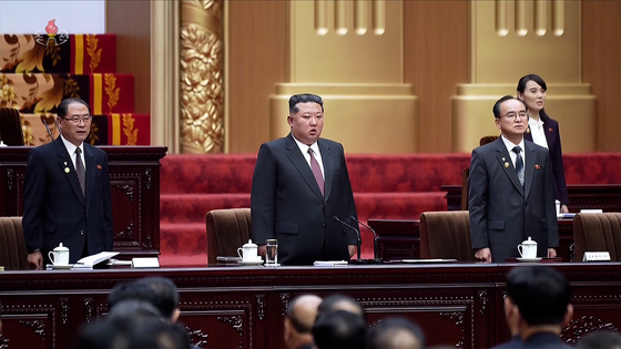The first session of the 15th Supreme People's Assembly is held in Pyongyang on March 22. [YONHAP] 