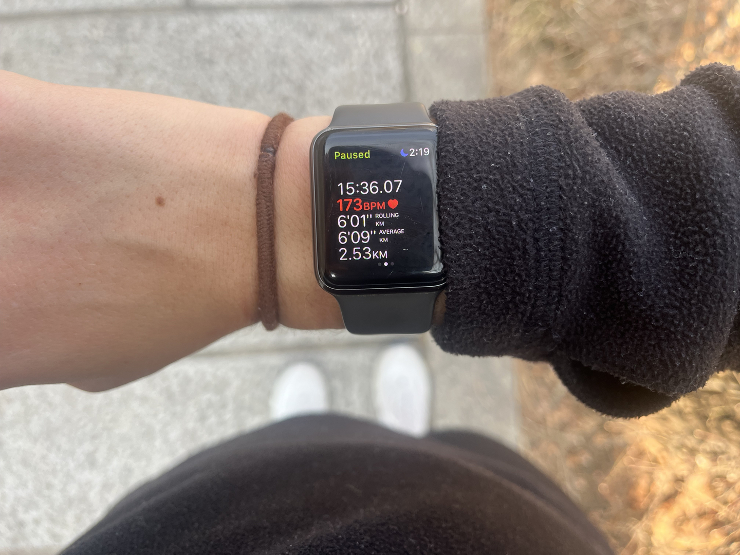 My watch after running one lap around Gyeongbok Palace in Jongno District, central Seoul, on March 17.  [ALICIA CARR]