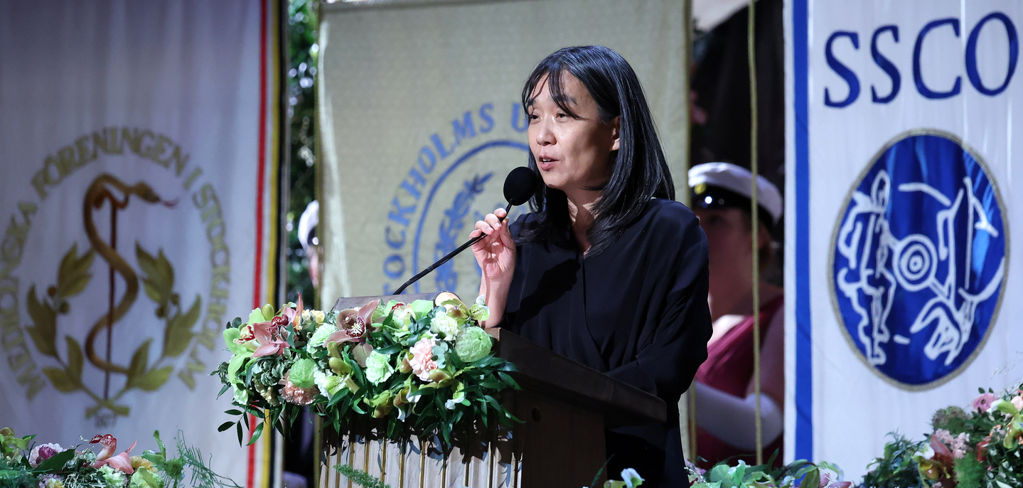 Author Han Kang delivers her acceptance speech for the Nobel Prize in Literature at the Nobel Banquet held at Stockholm City Hall in Stockholm, Sweden, on Dec. 10, 2024. [NEWS1]