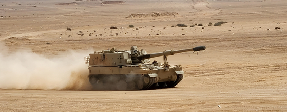 A K9 self-propelled howitzer in the Middle East [HANWHA AEROSPACE]