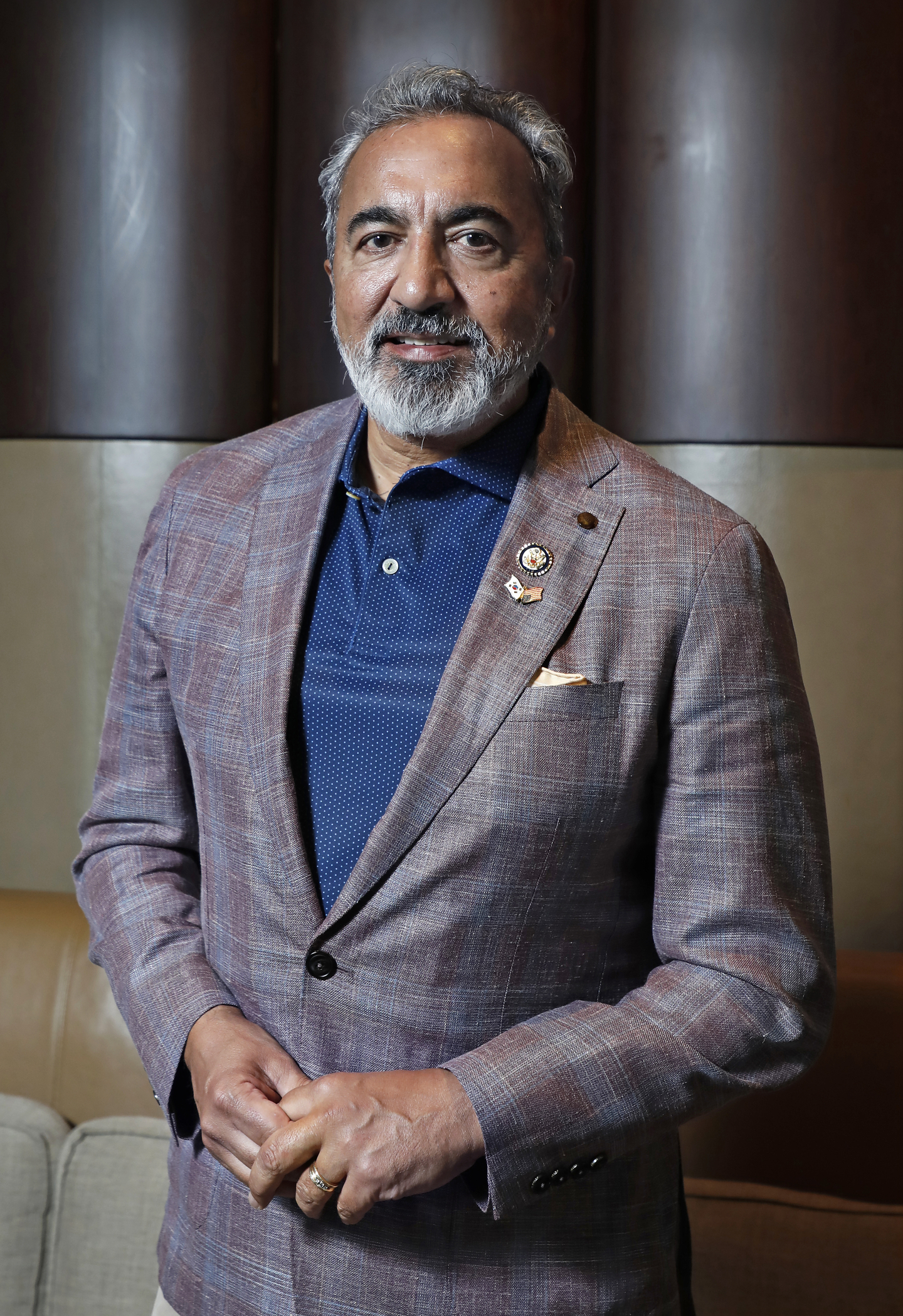 Rep. Ami Bera (D-CA) speaks with the Korea JoongAng Daily in Seoul on Wednesday. [PARK SANG-MOON]