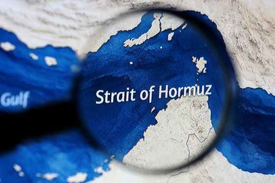 A map showing the Strait of Hormuz is seen in an illustration [REUTERS/YONHAP]