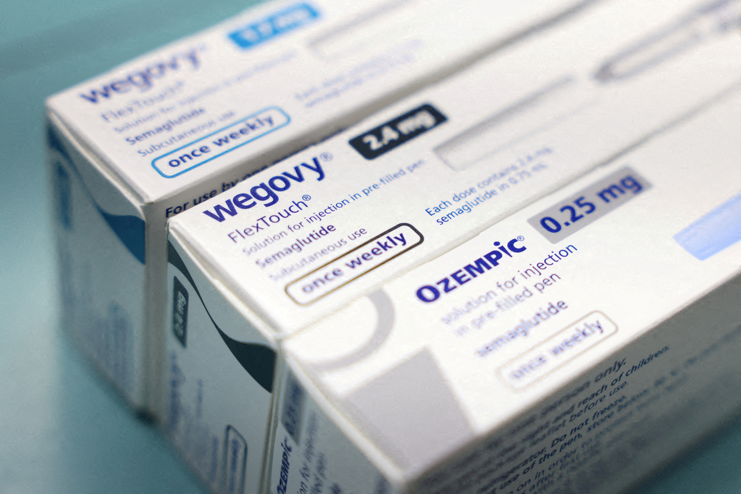 Boxes of Ozempic and Wegovy made by Novo Nordisk are displayed at a pharmacy in London on March 8, 2024. [REUTERS/YONHAP]