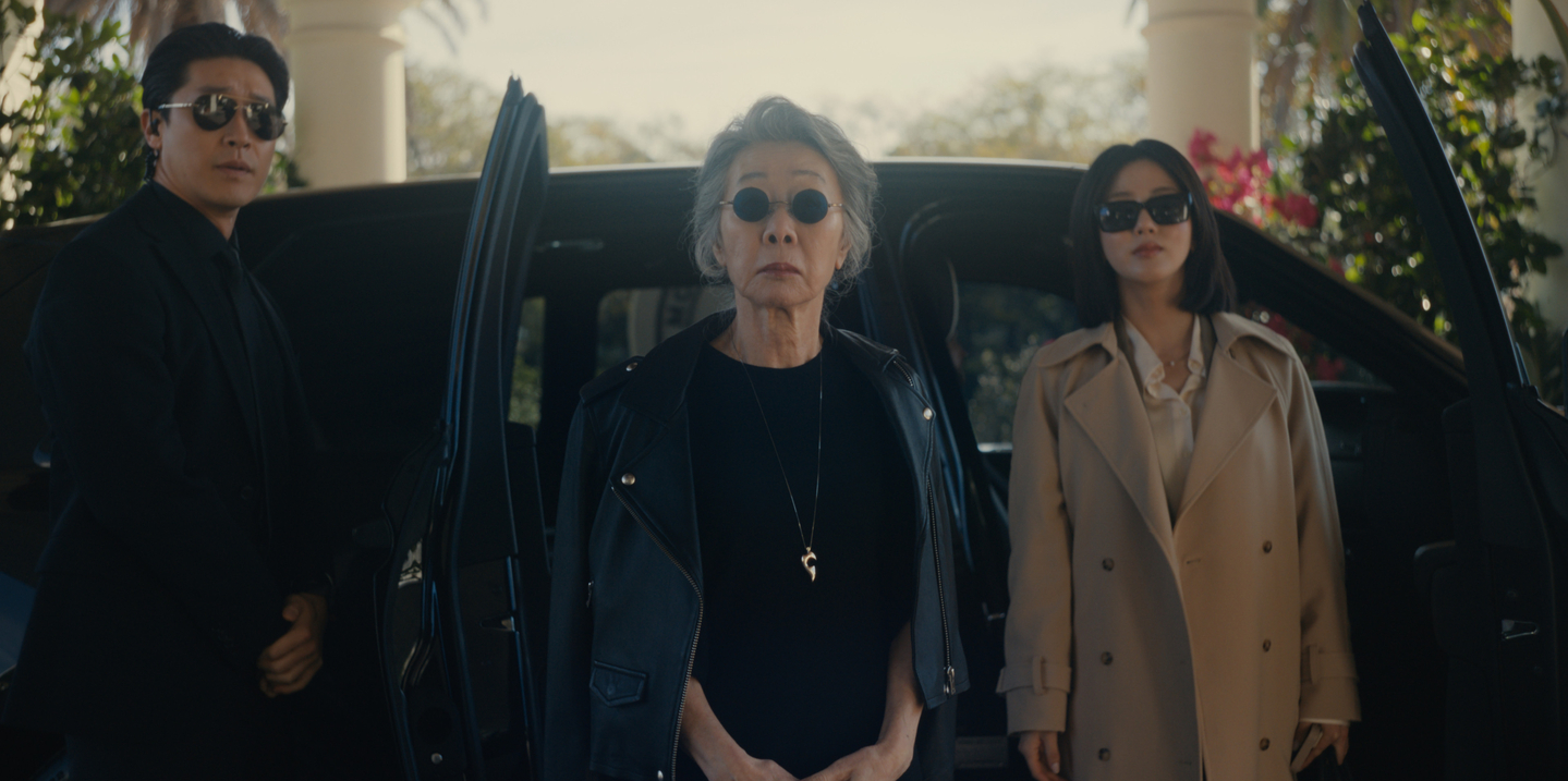  Youn Yuh-jung as Chairwoman Park, center, in the second season of the Netflix series ″Beef″ (2023-), set to premiere on April 16 [NETFLIX]