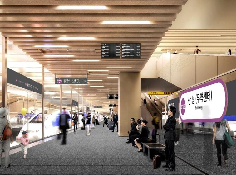 A rendered image shows a view of the Yeongdong-daero transit complex in Gangnam District, southern Seoul. [SEOUL METROPOLITAN GOVERNMENT]